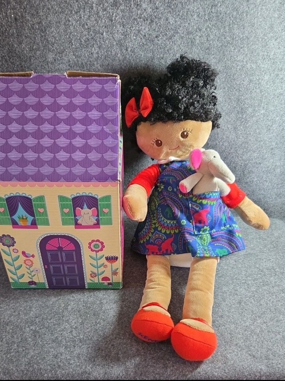 Scentsy Buddy Emily Plush Rag Doll with Mini Eliza Elephant & Box No Scent Pack